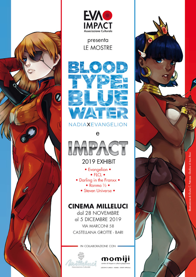 Mostre tributo itineranti Blood Type: Blue Water - Nadia × Evangelion e IMPACT 2019 al Cinema Milleluci (Castellana Grotte, Bari)