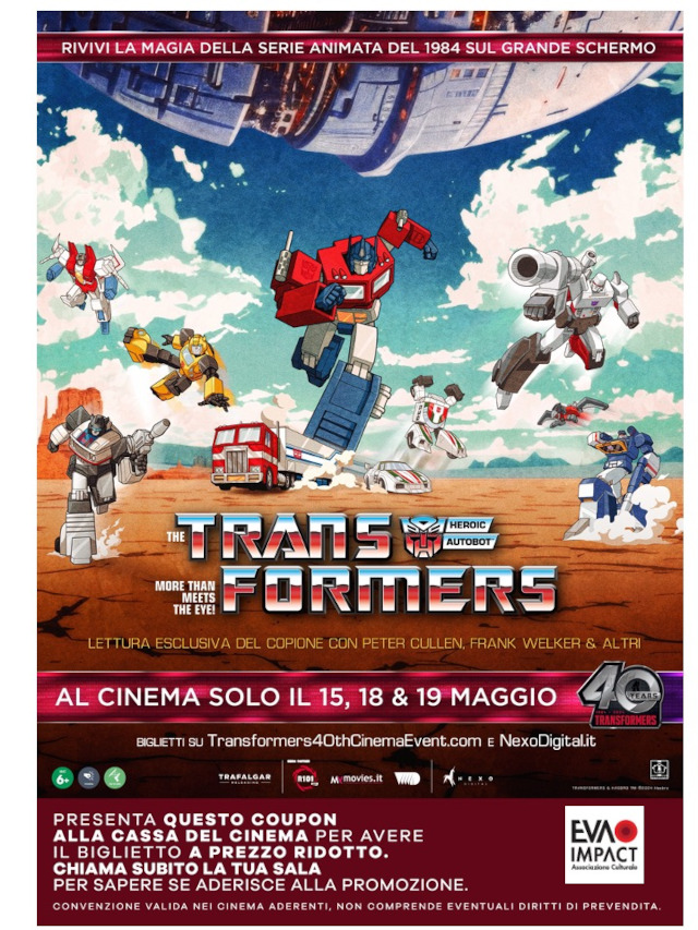 Coupon per un biglietto a tariffa ridotta per Transformers - 40th Anniversary