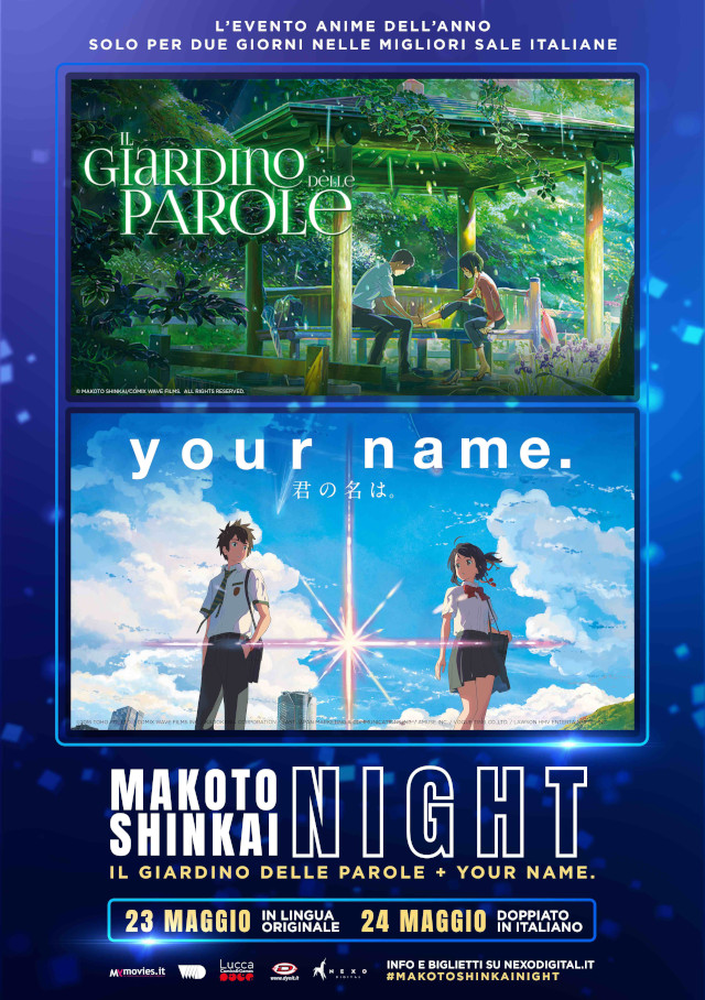 Makoto Shinkai Night, Your Name. e Il Giardino delle Parole - Nexo Anime al cinema - Sconti da EVA IMPACT e Nexo Digital